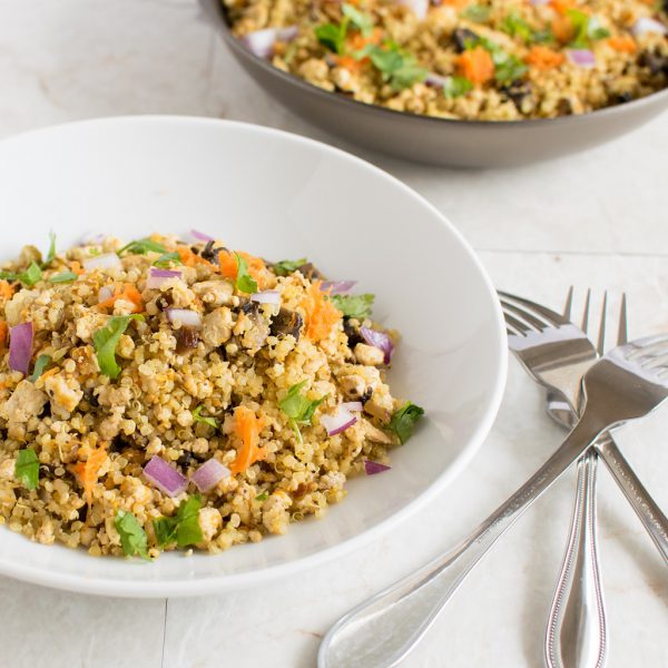 Tofu Mushroom Quinoa Scramble [ vegan + gf ]