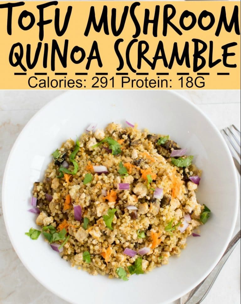 Tofu Mushroom Quinoa Scramble [ vegan + gf ]