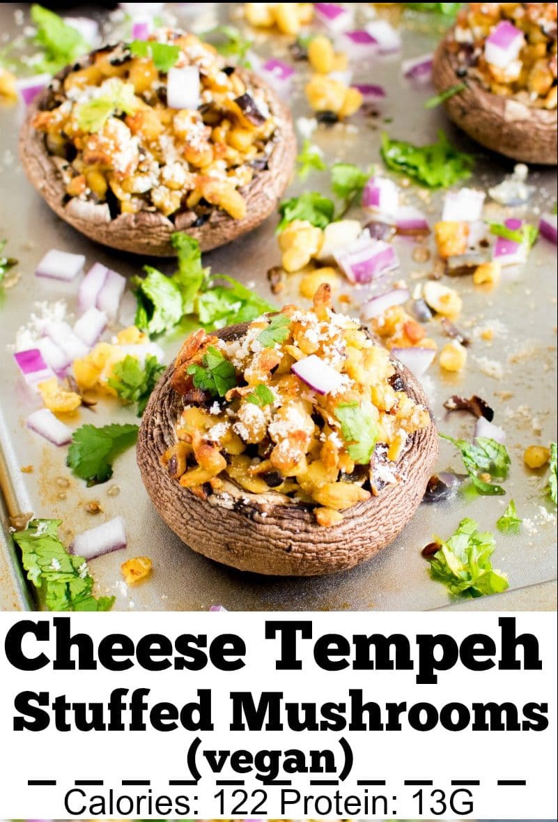 Vegan Cheese and Tempeh Stuffed Portobello Mushrooms