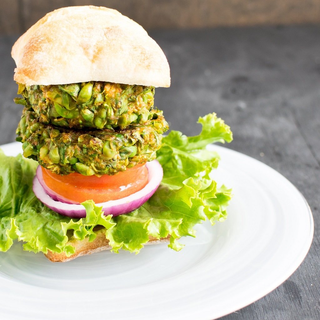 Front view of 7 Ingredient Green Monster Veggie Burger 