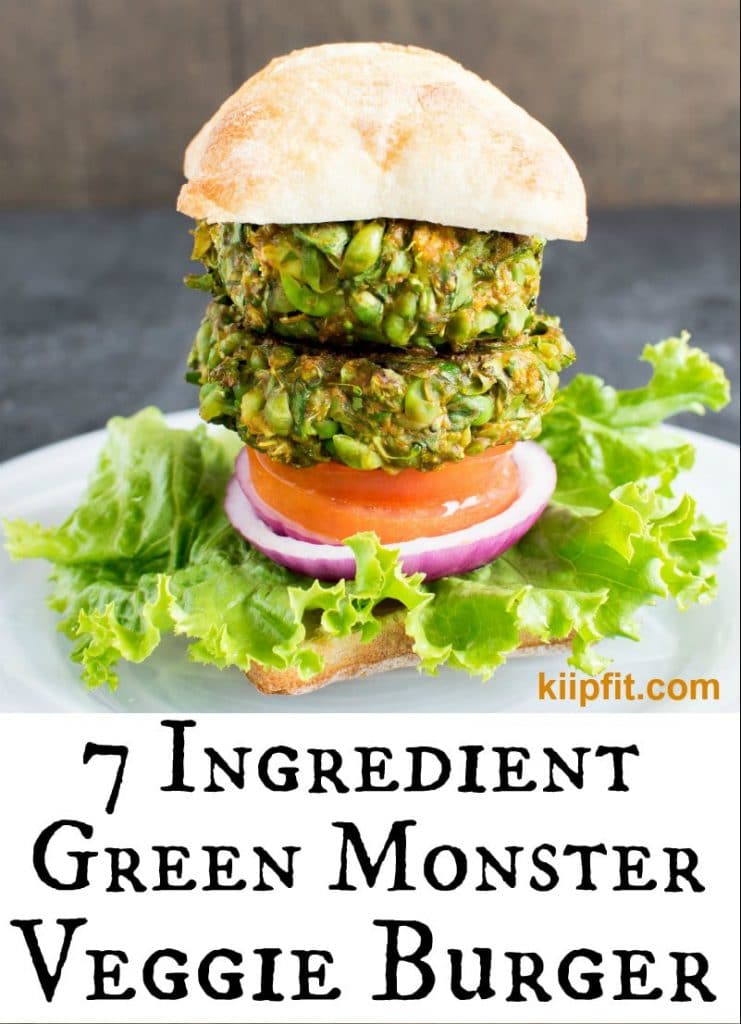 Close up view of 7 Ingredient Green Monster Veggie Burger 