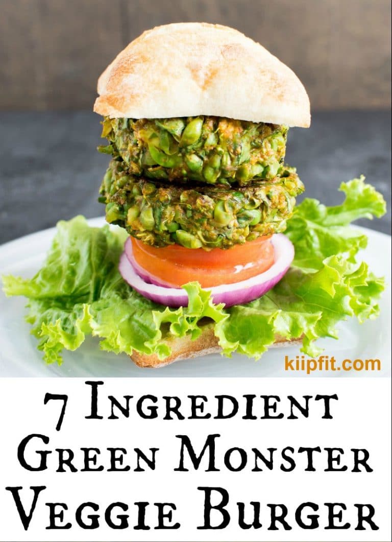 7 Ingredient Green Monster Veggie Burger [ vegan + GF ] kiipfit.com