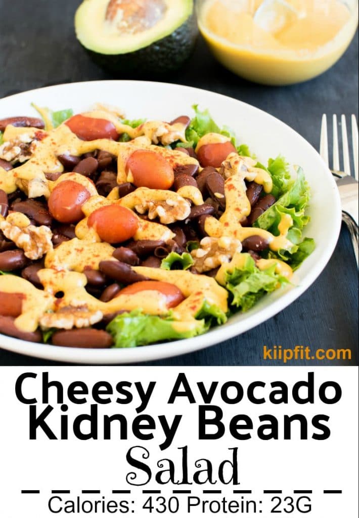 A full view of Kidney Beans Salad with Cheesy Avocado Dressing 