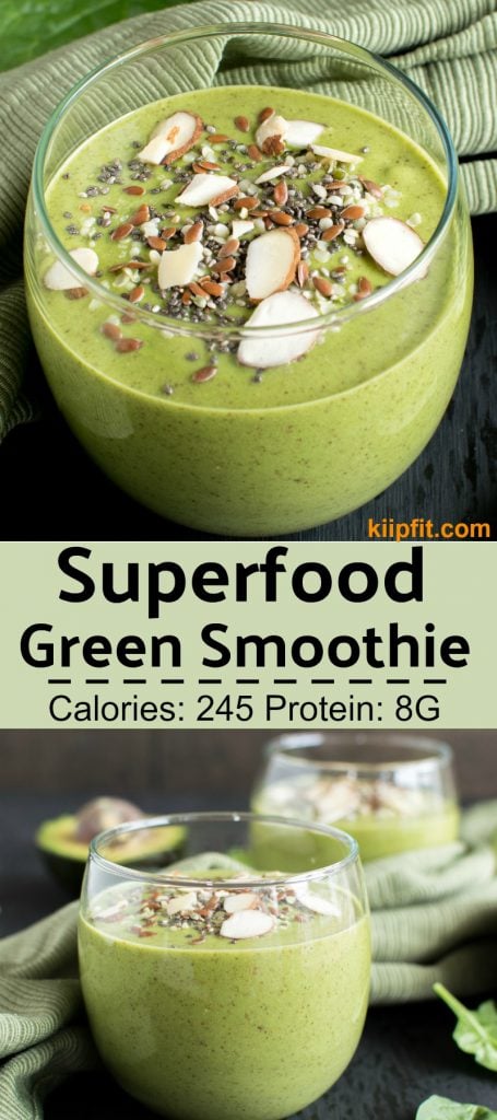 Multiple images of superfood green smoothie