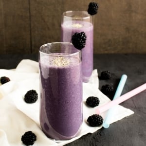 Antioxidant Blackberry Smoothie is shown in the tall serving serving glasses