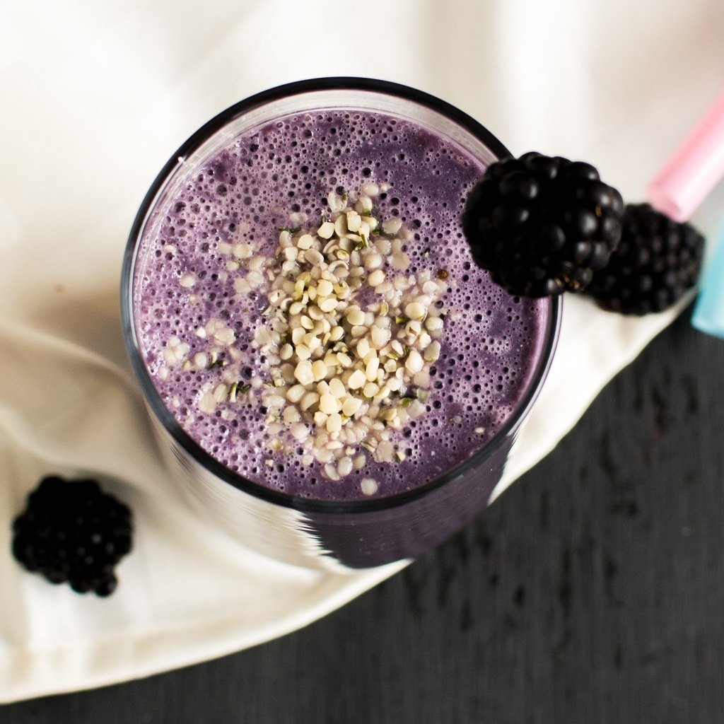  Top view of Antioxidant Blackberry Smoothie is shown in this image. 