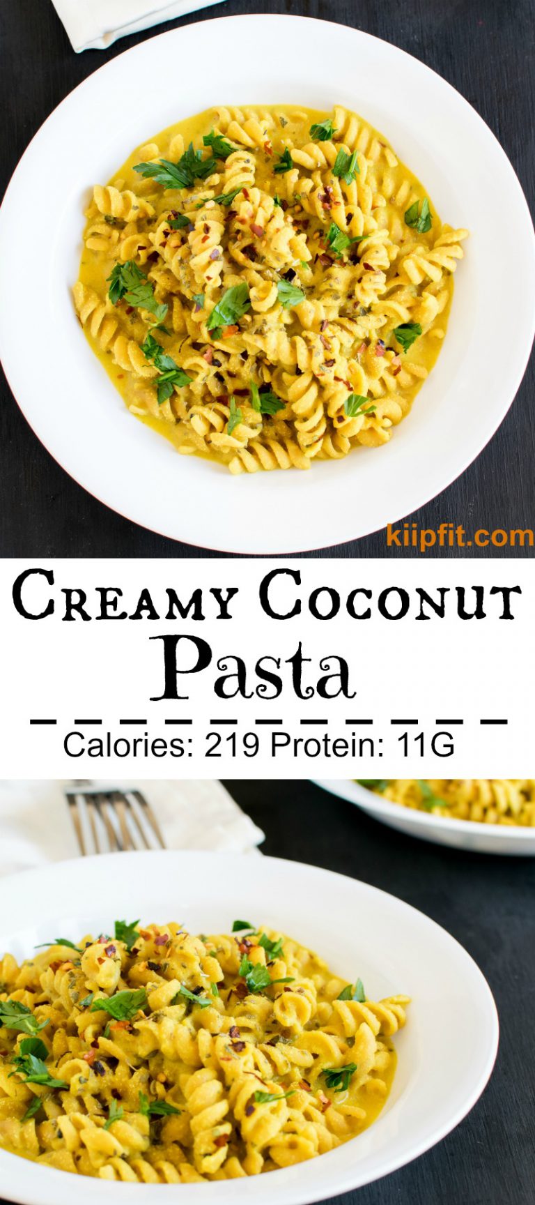 Creamy Coconut Pasta [ vegan + oil free ]