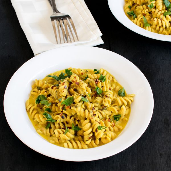Creamy Coconut Pasta [ vegan + oil free ]
