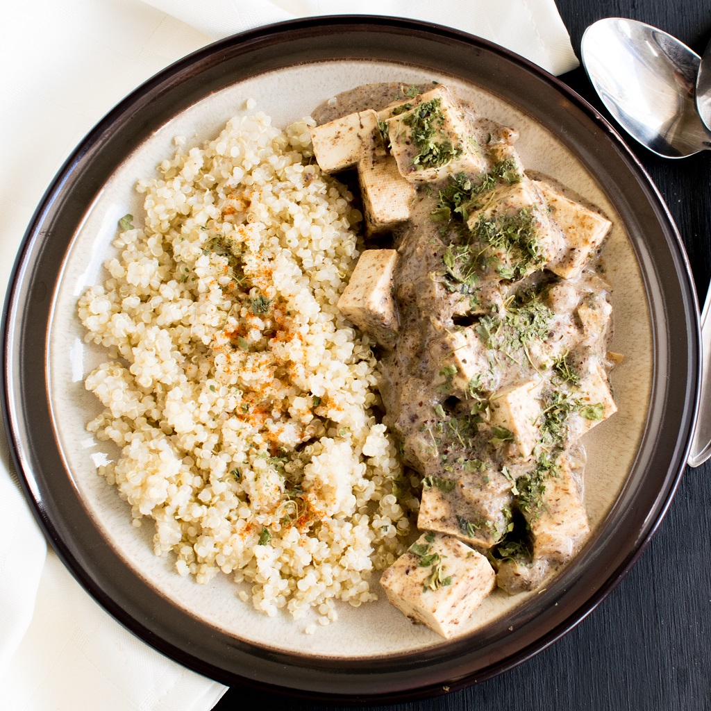 top view of nut free tofu flax curry