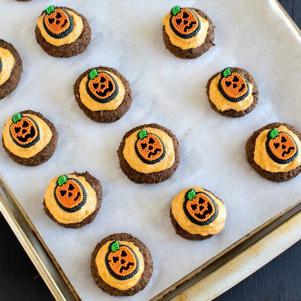 Frosted Pumpkin Cheesecake Coffee Flax Cookies [ V + GF ]