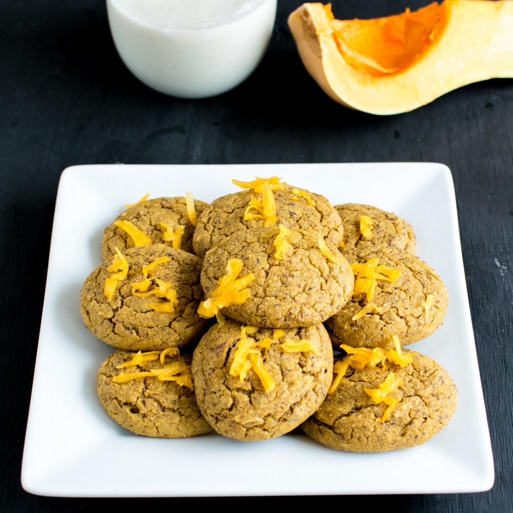 a plate full of butternut squash barley vegan cookies