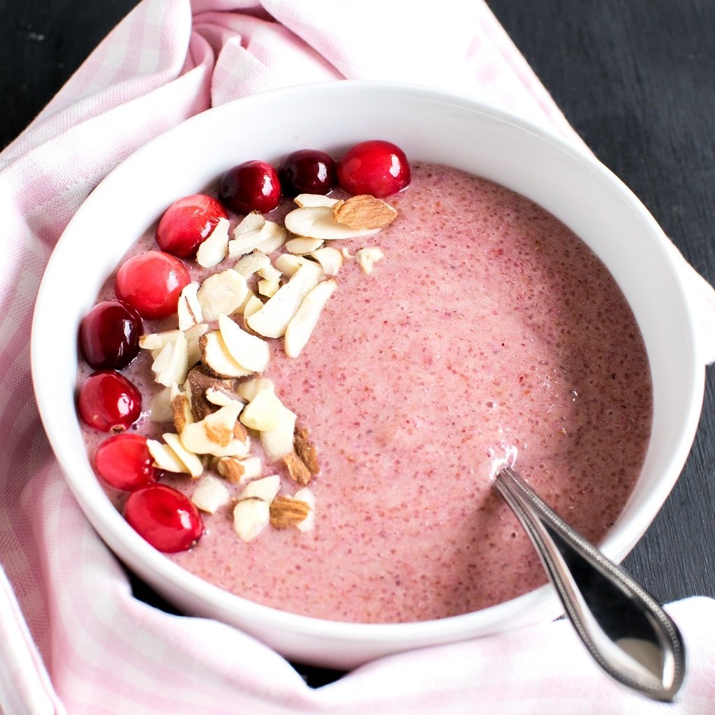 Cranberry Smoothie Bowl once it thickens