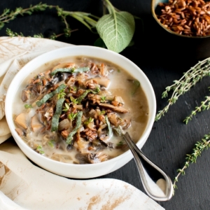 Vegan Mushroom Red Rice Soup is loaded with Vitamin D, fiber, iron and anti – oxidants. This wholesome and satisfying soup is flavorful and nourishes amazingly especially after a long tiring day. This soup is perfect for all season especially during winter in your cozy blanket | kiipfit.com