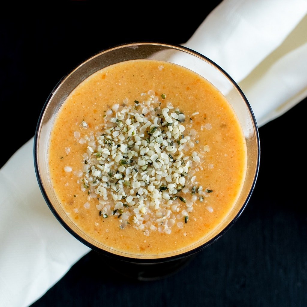 The top view of the persimmon carrot hemp smoothie is shown in this image | kiipfit.com