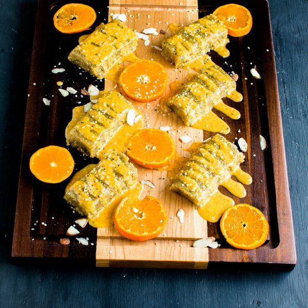 No Bake Orange Almond Protein Bars [ Vegan + GF + Paleo ]