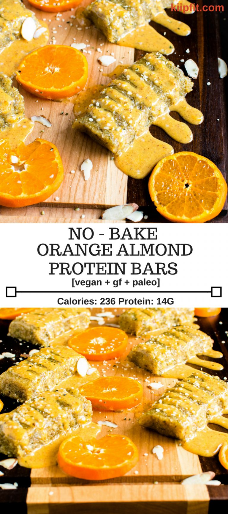 No Bake Orange Almond Protein Bars [ Vegan + GF + Paleo ]