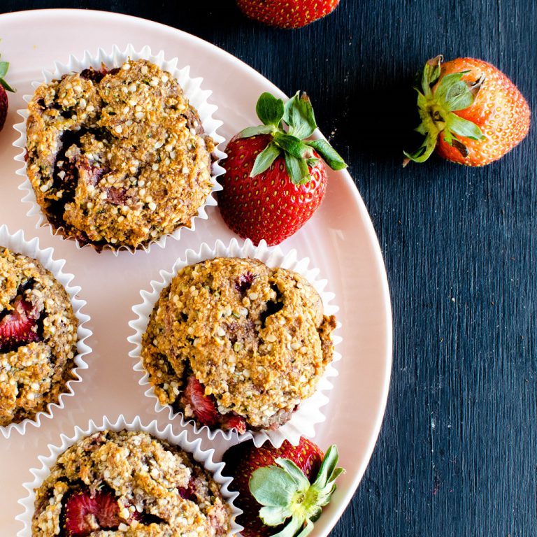 Strawberry Jam Vegan Protein Muffins [ GF + Paleo ]