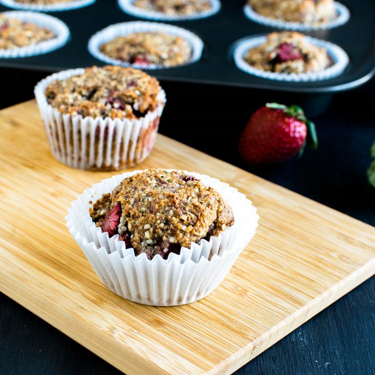 Strawberry Jam Vegan Protein Muffins [ GF + Paleo ]