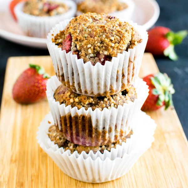 Strawberry Jam Vegan Protein Muffins [ GF + Paleo ]