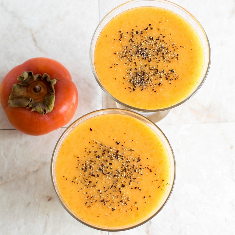 A close top view of Immune Boosting Persimmon Ginger Smoothie