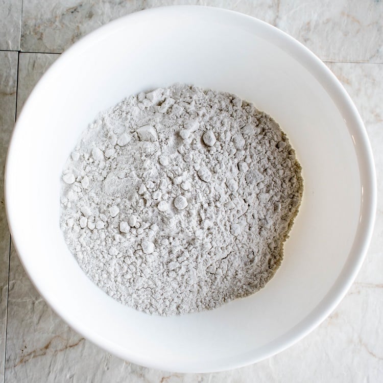 Flour mixture in a mixing bowl. 