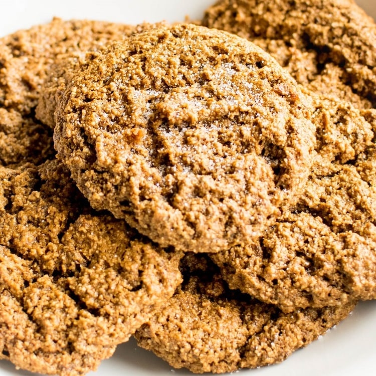 A close up view of almond flour vegan ginger cookies.