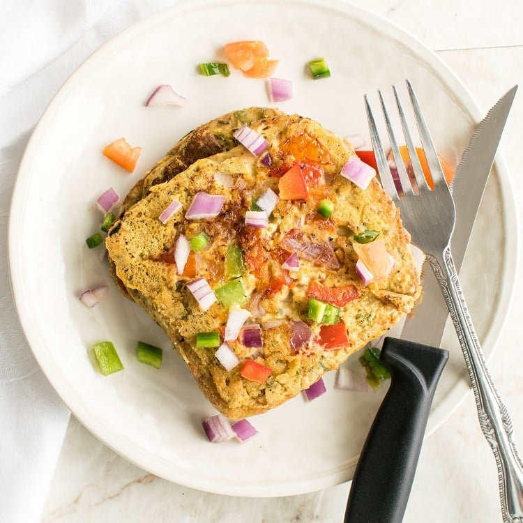Top full view of spicy savory vegan french toast