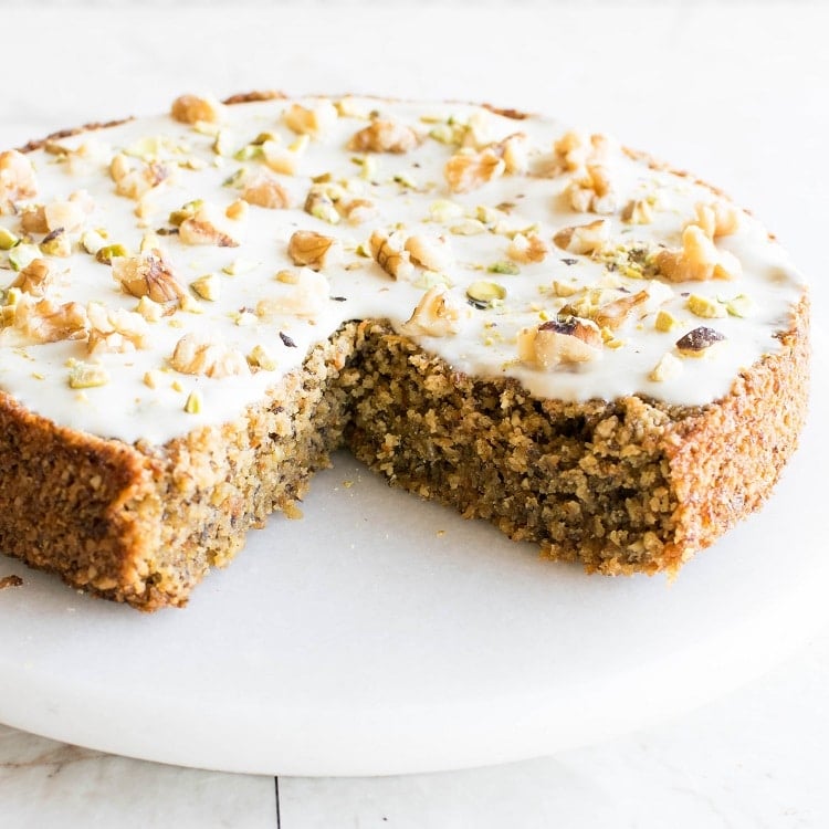 A front view of Vegan Carrot Cake with Oat Flour