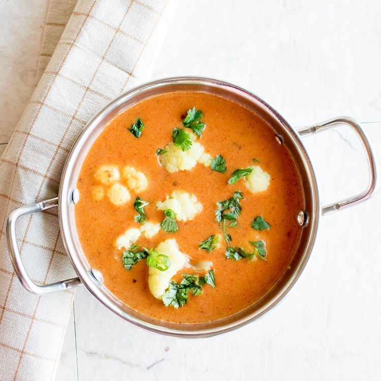 Cauliflower Tikka Masala in kadhai