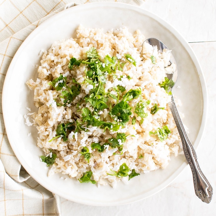 Top view of instant pot coconut rice