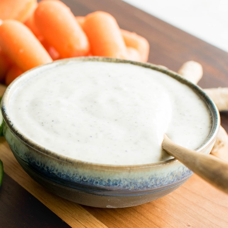 A close up view of vegan ranch dressing