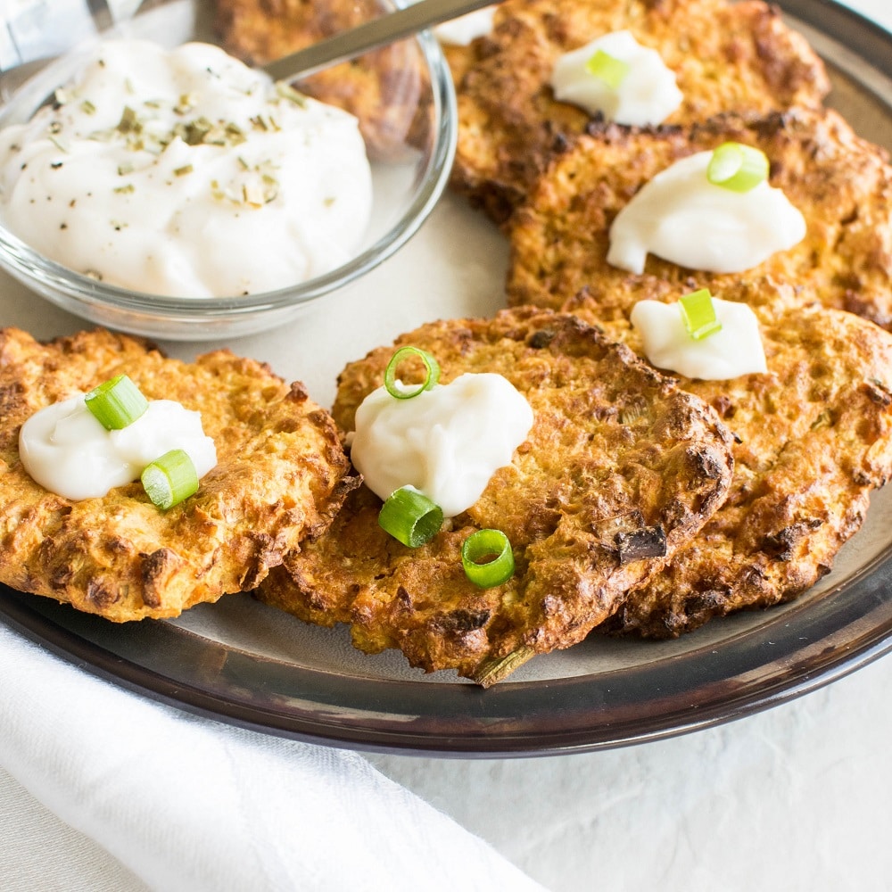 Air Fryer Sweet Potato Latkes vegan + dairy free