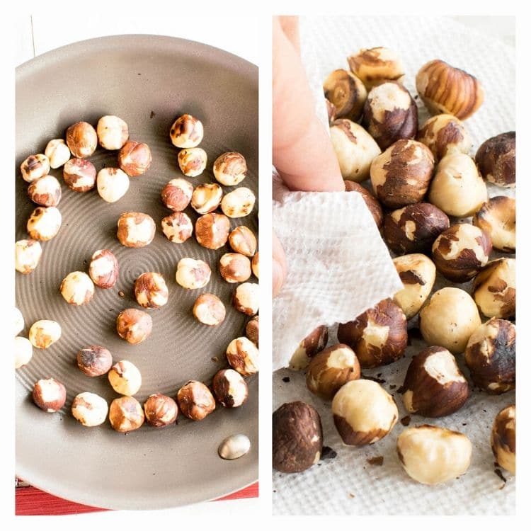 multiple images of hazelnuts