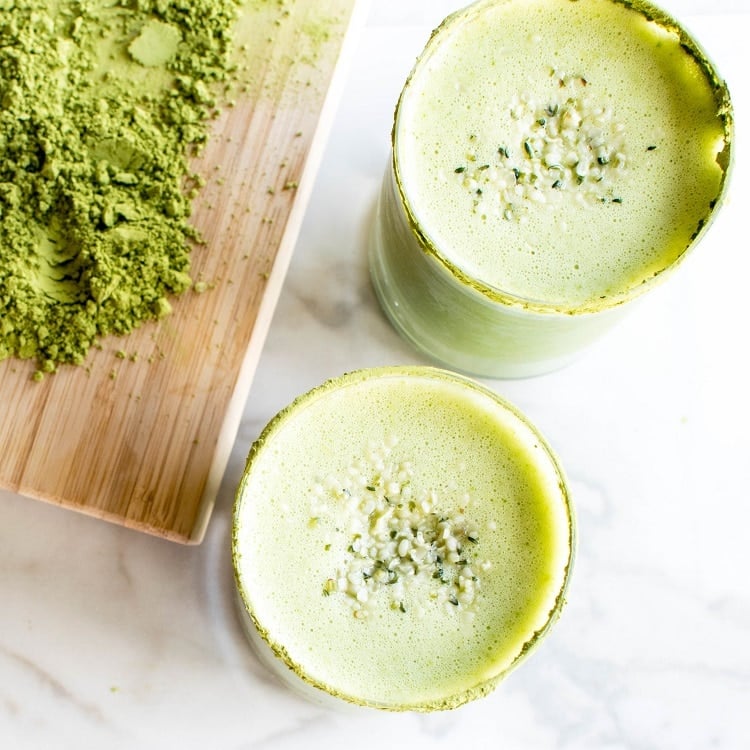Top view of matcha smoothie