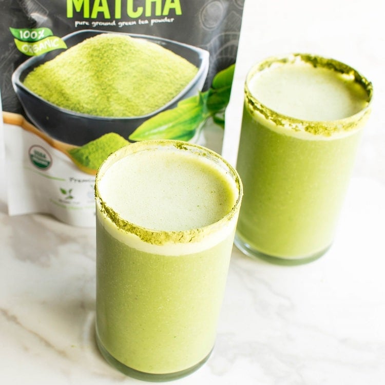 Front view of matcha smoothie