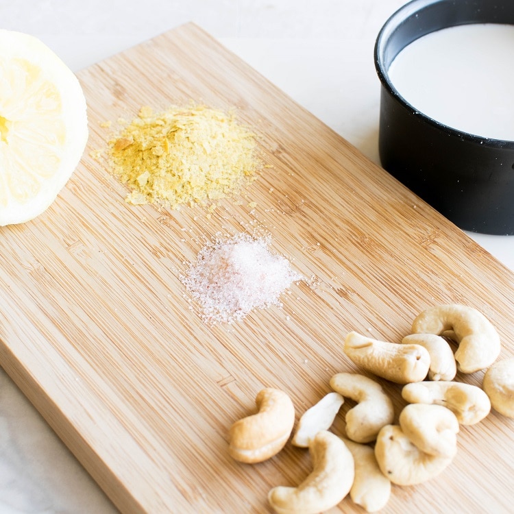 Ingredients in a wooden board