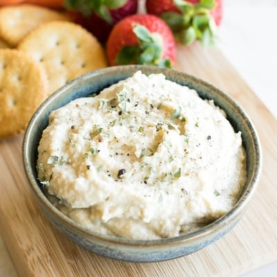 A close up view of vegan ricotta cheese