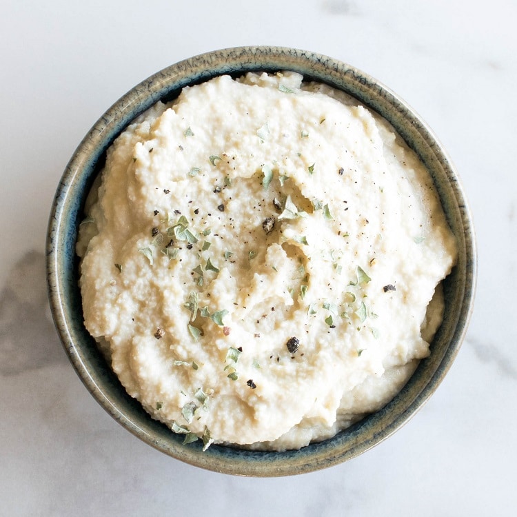 Top view of vegan ricotta cheese