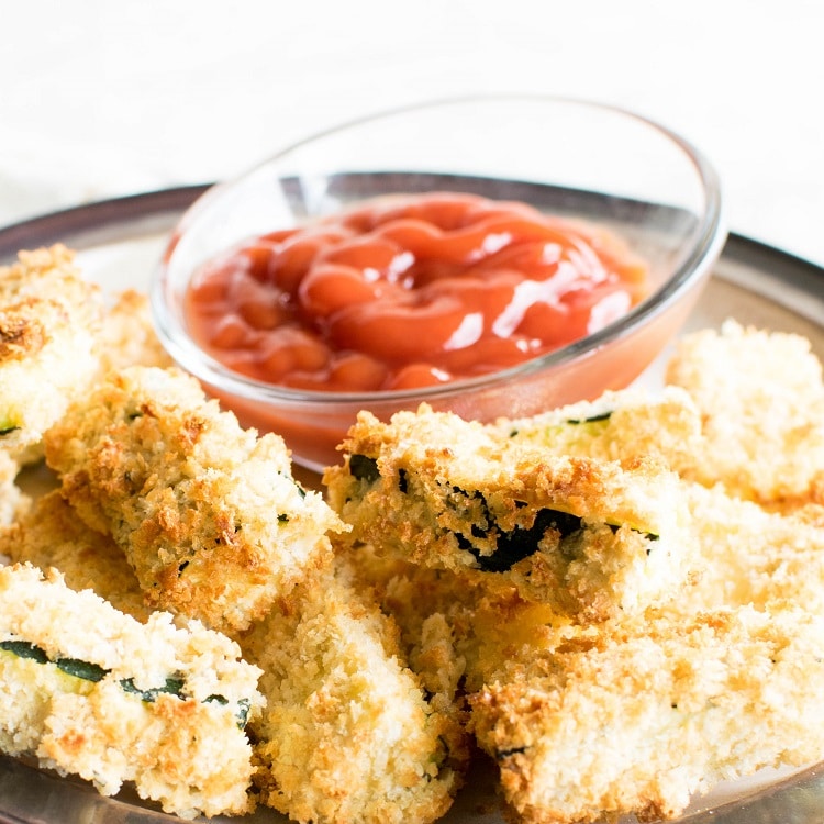 A close up view of air fryer zucchini fries