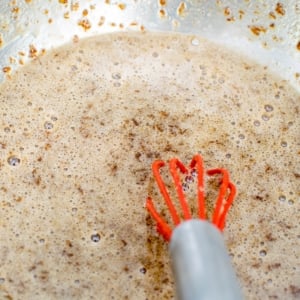 whisked sugar and flaxmeal