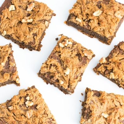 top view of sweet potato brownies with chickpea flour