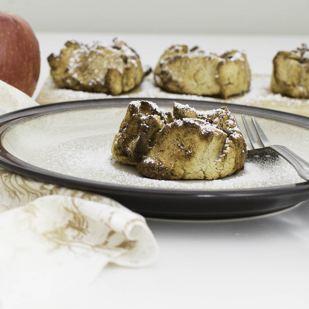 a front view of air fryer apple dumplings recipe.