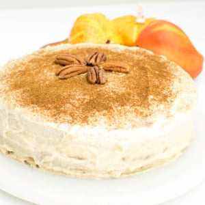 A front view of pumpkin cake recipe with quinoa flour