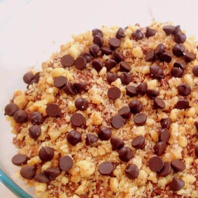A close up view of fruit&nut layered oatmeal pudding