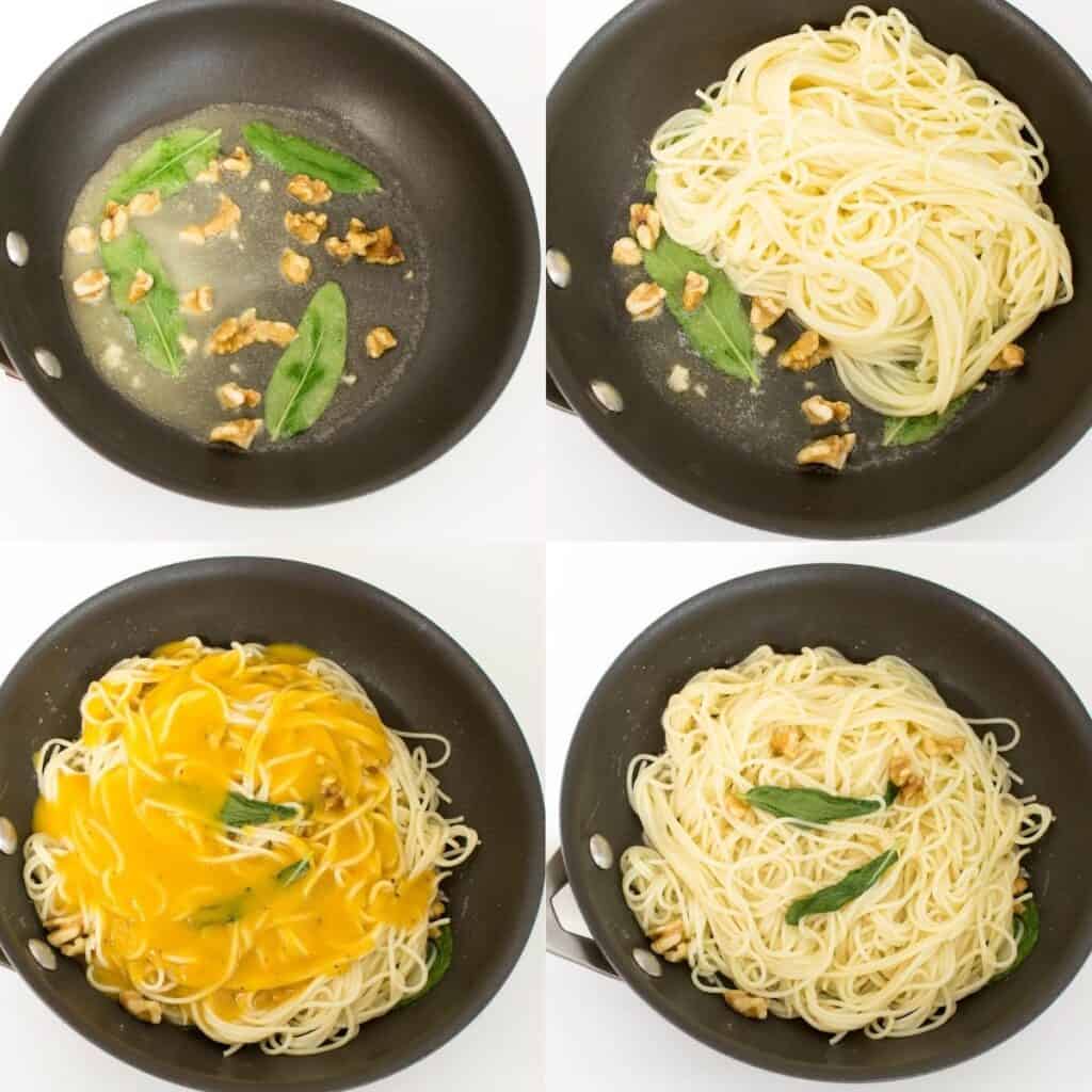 steps to toss angel hair pasta.