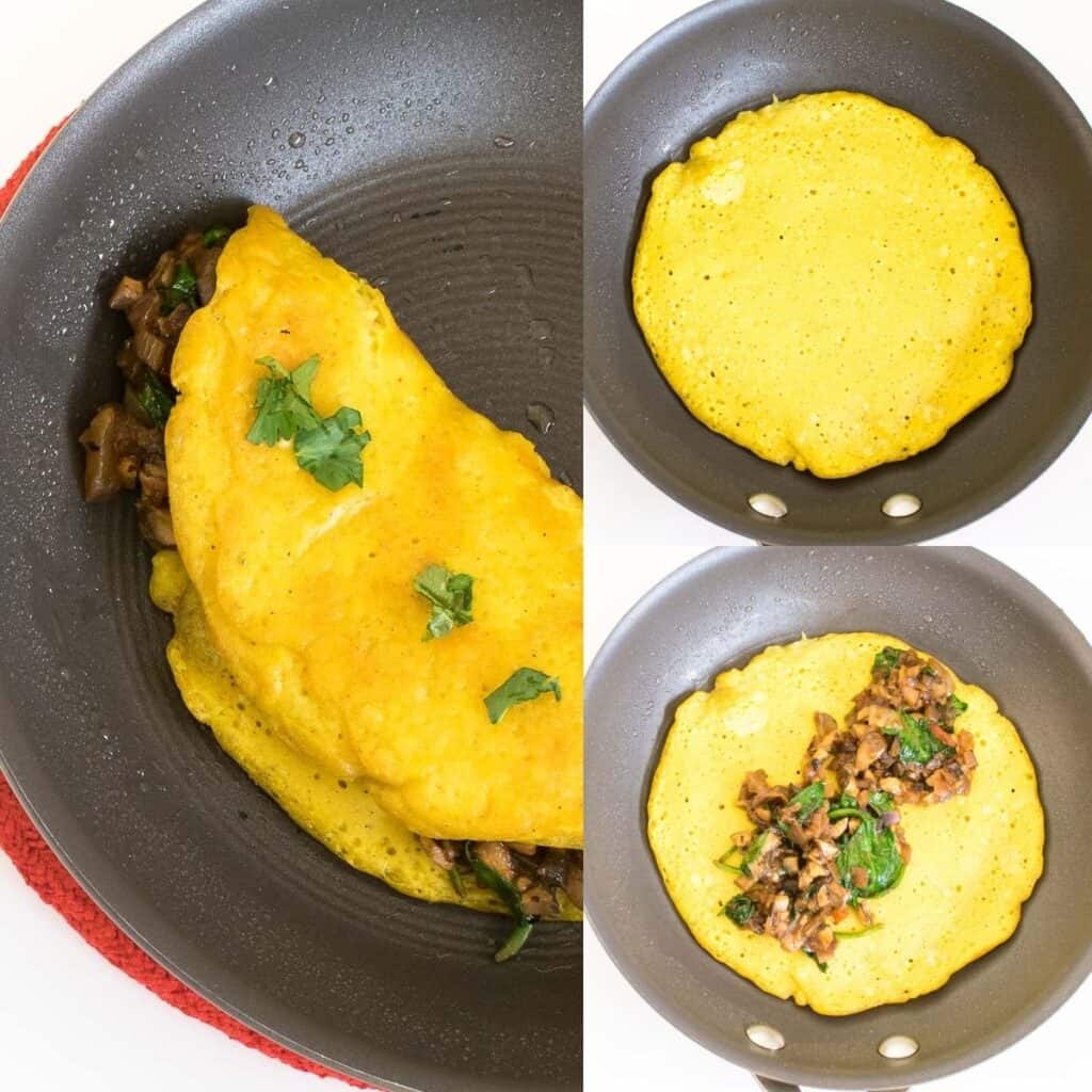 steps to cook vegan omelette.