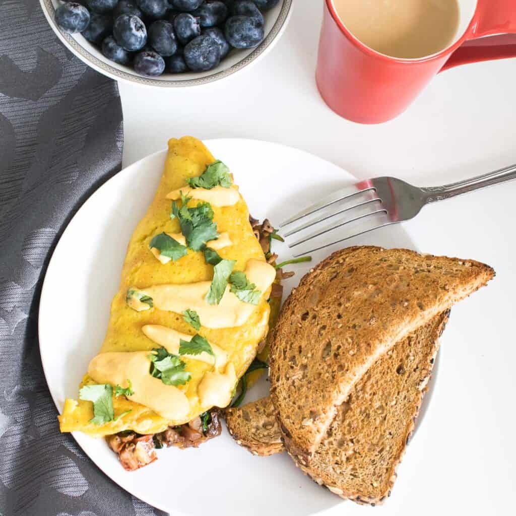 full view of the breakfast table spread.