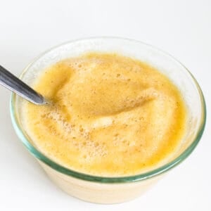 applesauce in a glass bowl.