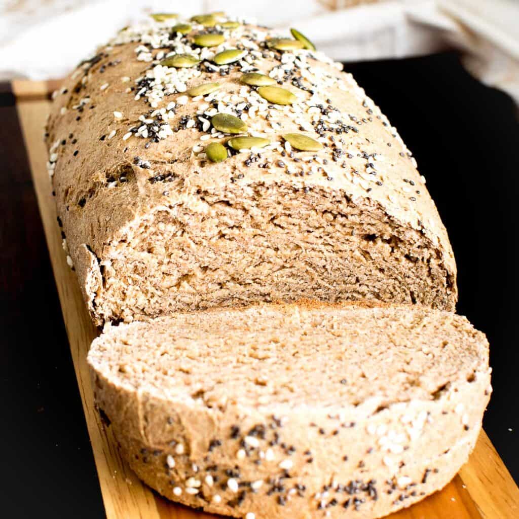 a front close up view of sliced whole wheat wheat