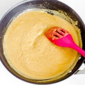 cheese sauce in the pan.